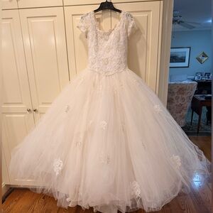 Elegant White Lace “Cinderella” Wedding gown, Made in USA